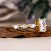 ELIZABETH Radiant Cut Promise Ring Marquise Accents Dainty Engagement Ring